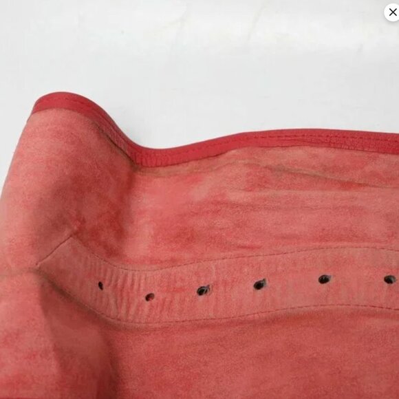 Vintage 80s Wide Red Leather Wrap Belt High Waist Corset Cinch Statement Gems - Picture 11 of 16